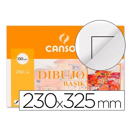 Papel dibujo basik 23x32.5 cm 130 gr con recuadro