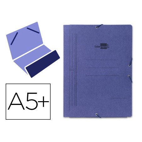 Carpeta liderpapel gomas cuarto bolsa carton pintado azul