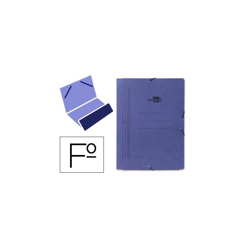 Carpeta liderpapel gomas folio bolsa carton pintado azul