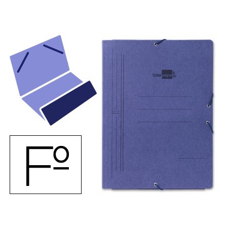 Carpeta liderpapel gomas folio bolsa carton pintado azul