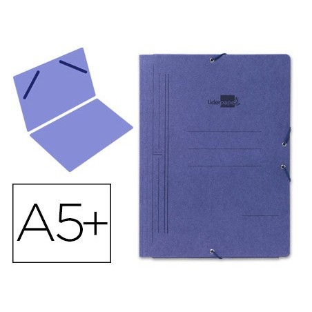 Carpeta liderpapel gomas cuarto sencilla carton pintado azul