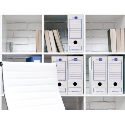 Caja archivo definitivo liderpapel 106 listados de ordenador carton reciclado 325g/m2 blanco 430x116x316 mm