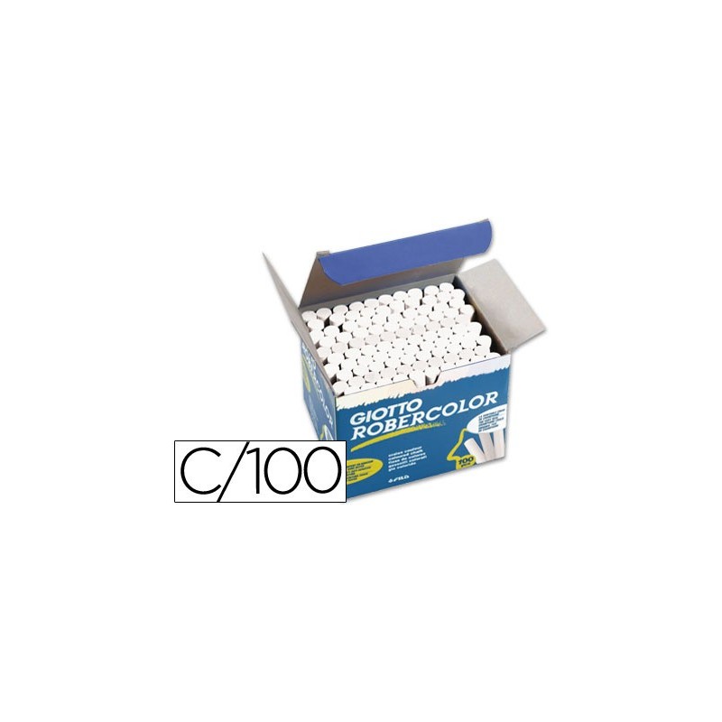 Tiza blanca antipolvo robercolor caja de 100 unidades