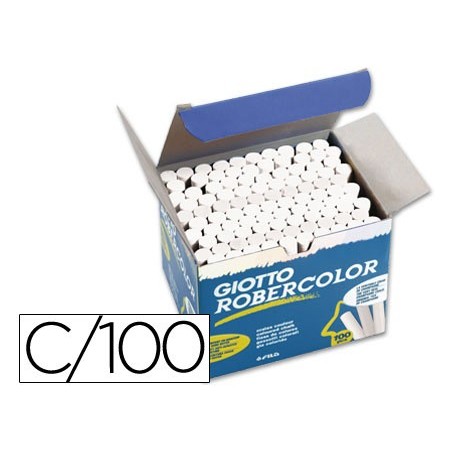 Tiza blanca antipolvo robercolor caja de 100 unidades