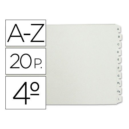 Separador alfabetico multifin 3003 plastico cuarto apaisado