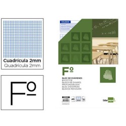 Bloc examenes liderpapel cuadro 2mm folio 40 hojas 60g/m2
