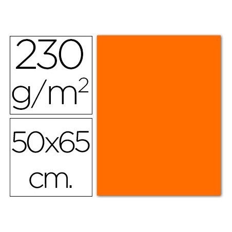 Cartulina fluorescente naranja 50x65 cm 230 gr