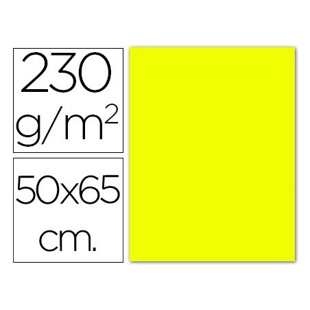 Cartulina fluorescente amarilla 50x65 cm 230 gr