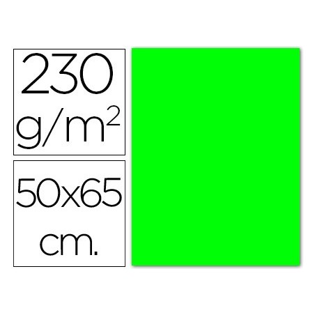 Cartulina fluorescente verde 50x65 cm 230 gr