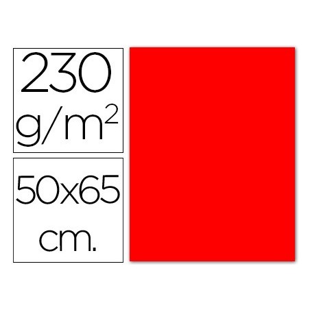 Cartulina fluorescente roja 50x65 cm 230 gr