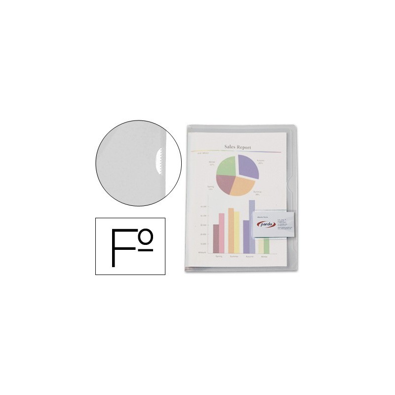 Carpeta dossier uñero plastico pardo folio transparente