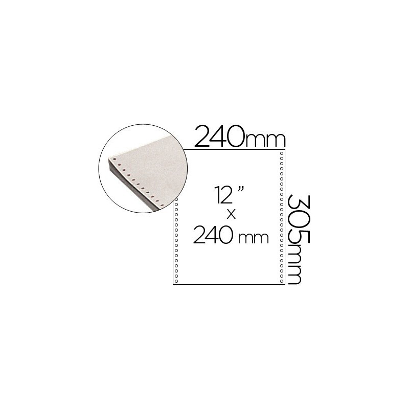 Papel continuo 240x12 blanco 2 hojas caja de 1500 juegos