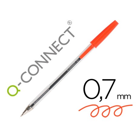 Boligrafo transparente q-connect rojo medio kf26041