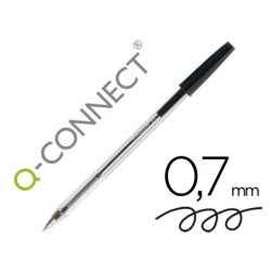 Boligrafo transparente q-connect negro medio kf26040