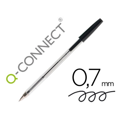 Boligrafo transparente q-connect negro medio kf26040