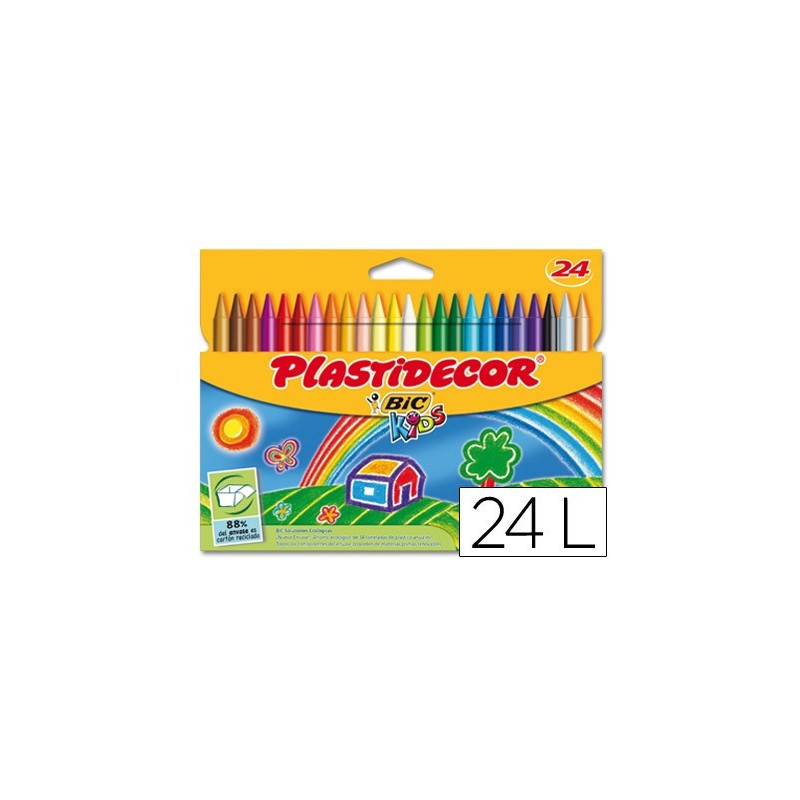 Lapices cera plastidecor caja de 24 colores surtidos