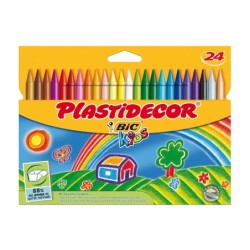 Lapices cera plastidecor caja de 24 colores surtidos