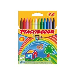 Lapices cera plastidecor caja de 12 colores surtidos