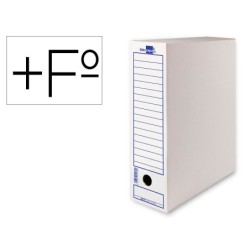 Caja archivo definitivo liderpapel folio prolongado carton reciclado 340g/m2 lomo 116 mm blanco 388x116x275 mm