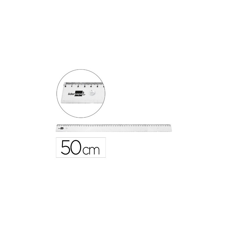 Regla liderpapel plastico irrompible transparente 50 cm