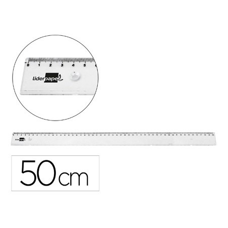 Regla liderpapel plastico irrompible transparente 50 cm