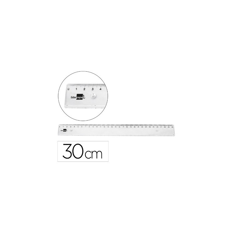Regla liderpapel plastico irrompible transparente 30 cm