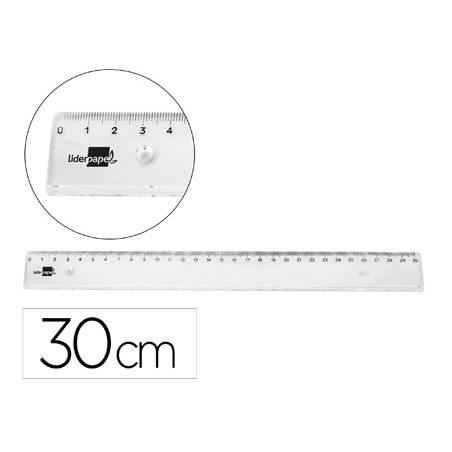 Regla liderpapel plastico irrompible transparente 30 cm