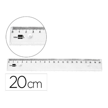 Regla liderpapel plastico irrompible transparente 20 cm