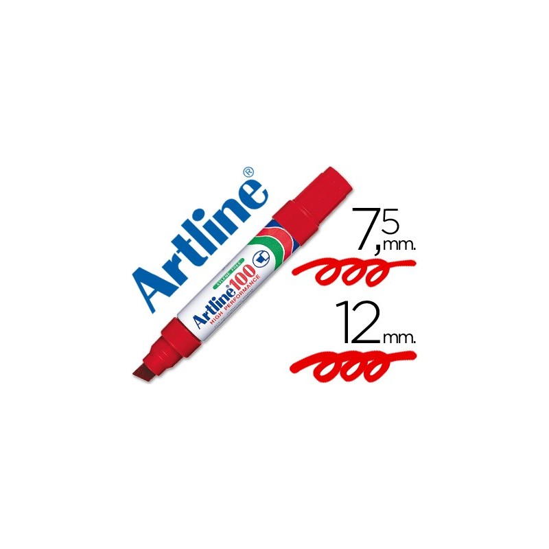 Rotulador artline marcador permanente 100 rojo punta biselada Rotulador artline marcador permanente 100 rojo punta biselada