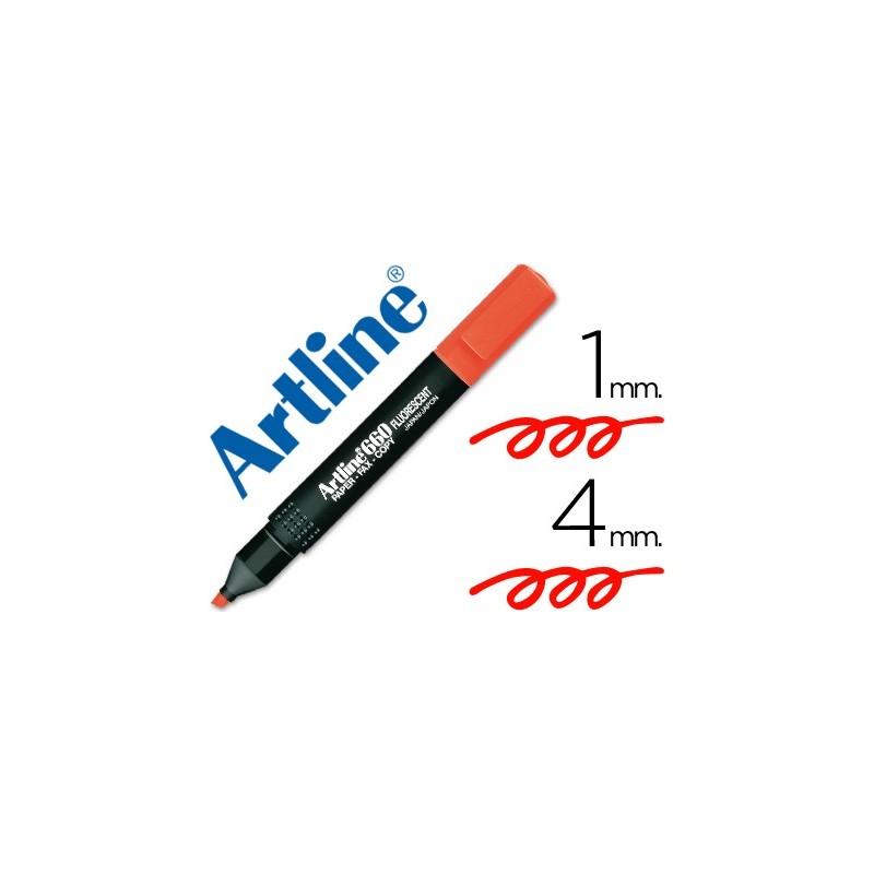 Rotulador artline fluorescente ek-660 rojo punta biselada