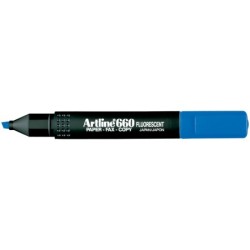 Rotulador artline fluorescente ek-660 azul punta biselada