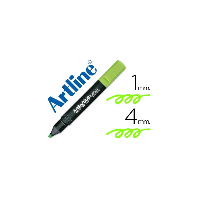Rotulador artline fluorescente ek-660 verde punta biselada