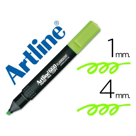 Rotulador artline fluorescente ek-660 verde punta biselada