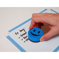 Borrador liderpapel pizarra blanca redondo 5 cm diametro magnetico cara smiley colores surtidos