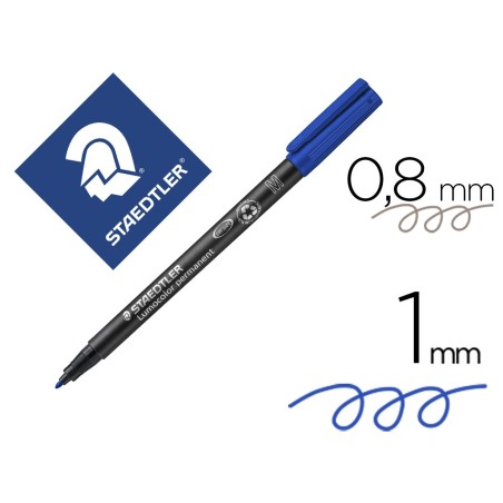 Rotulador staedtler lumocolor retroproyeccion punta de fibrapermanente 317-3 azul punta media redonda 0.8-1 mm