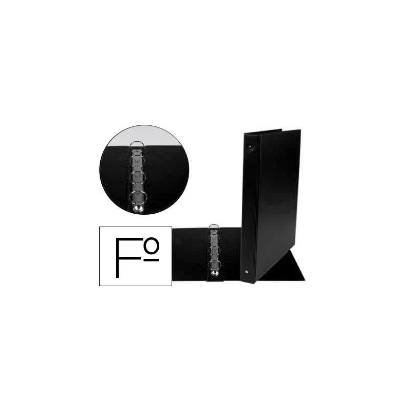 Carpeta liderpapel 4 anillas 25 mm redodas plastico folio color negro