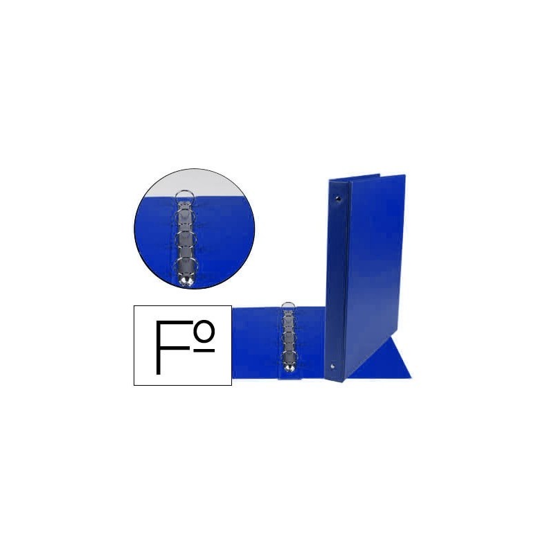 Carpeta liderpapel 4 anillas 25 mm redodas plastico folio color azul marino