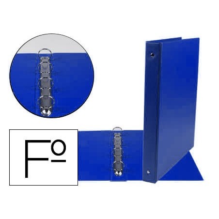 Carpeta liderpapel 4 anillas 25 mm redodas plastico folio color azul marino