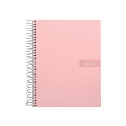 Cuaderno espiral liderpapel a4 micro crafty tapa forrada 120h 90 gr cuadro 5 mm 5 bandas 4 colores color rosa