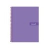 Cuaderno espiral liderpapel a4 micro crafty tapa forrada 120h 90gr cuadro 5mm 5 bandas 4 taladros color violeta