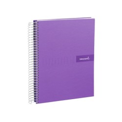 Cuaderno espiral liderpapel a4 micro crafty tapa forrada 120h 90gr cuadro 5mm 5 bandas 4 taladros color violeta