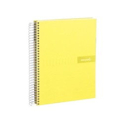 Cuaderno espiral liderpapel a4 micro crafty tapa forrada 120h 90gr cuadro 5mm 5 bandas 4 taladros color amarillo