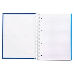 Cuaderno espiral liderpapel a4 micro crafty tapa forrada 120h 90 gr cuadro 5 mm 5 bandas 4 colores color azul