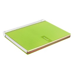 Cuaderno espiral liderpapel a4 micro crafty tapa forrada 120h 90 gr cuadro 5 mm 5 bandas 4 colores color verde