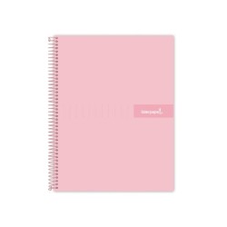 Cuaderno espiral liderpapel a4 crafty tapa forrada 80h 90 gr cuadro 4mm con margen color rosa
