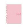 Cuaderno espiral liderpapel a4 crafty tapa forrada 80h 90 gr cuadro 4mm con margen color rosa