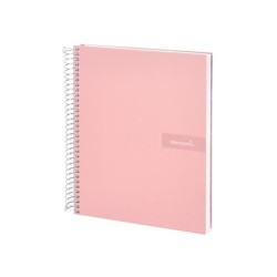 Cuaderno espiral liderpapel a4 crafty tapa forrada 80h 90 gr cuadro 4mm con margen color rosa