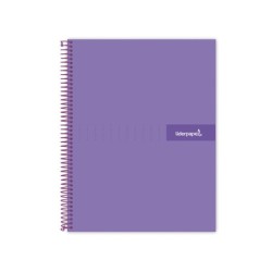 Cuaderno espiral liderpapel a4 crafty tapa forrada 80h 90 gr cuadro 4mm con margen color violeta