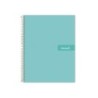 Cuaderno espiral liderpapel a4 crafty tapa forrada 80h 90 gr cuadro 4mm con margen color turquesa