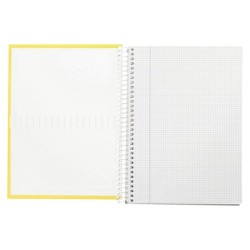 Cuaderno espiral liderpapel a4 crafty tapa forrada 80h 90 gr cuadro 4mm con margen color amarillo